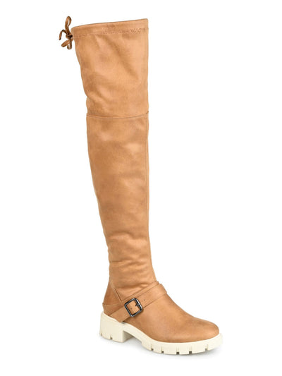 JOURNEE COLLECTION Womens Brown Ankle Zip Buckel Accent Strap Tie Lug Sole Treaded Salisa Round Toe Boots Shoes 10 WC