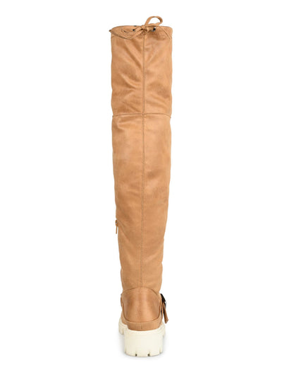 JOURNEE COLLECTION Womens Brown Ankle Zip Buckel Accent Strap Tie Lug Sole Treaded Salisa Round Toe Boots Shoes 10 WC