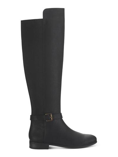 STYLE & COMPANY Womens Black Mixed Media Buckled Strap Cushioned Goring Kimmball Round Toe Block Heel Zip-Up Riding Boot 10 M