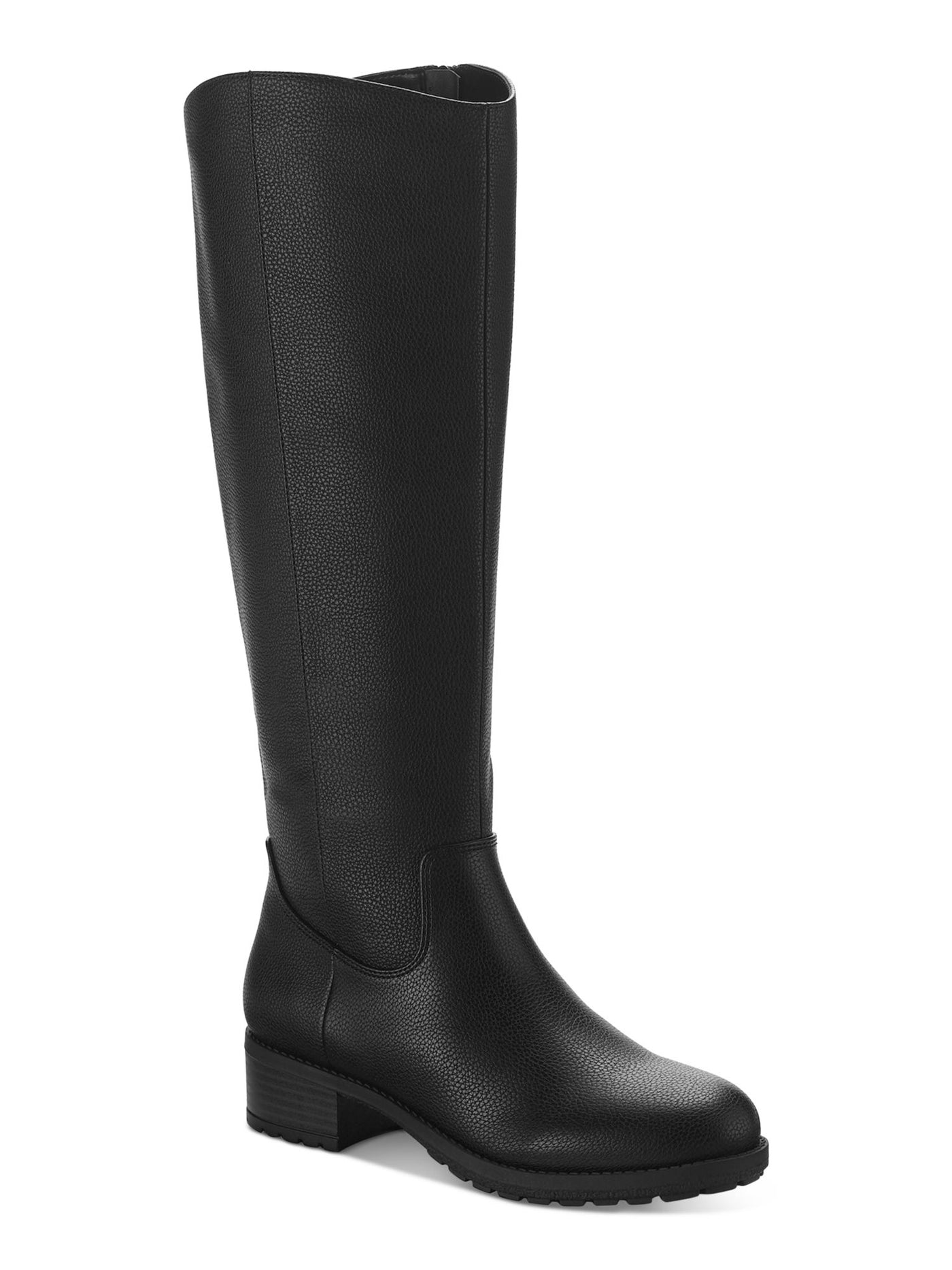 STYLE & COMPANY Womens Black Cushioned Zipper Accent Stretch Graciee Round Toe Block Heel Zip-Up Riding Boot 8.5 M