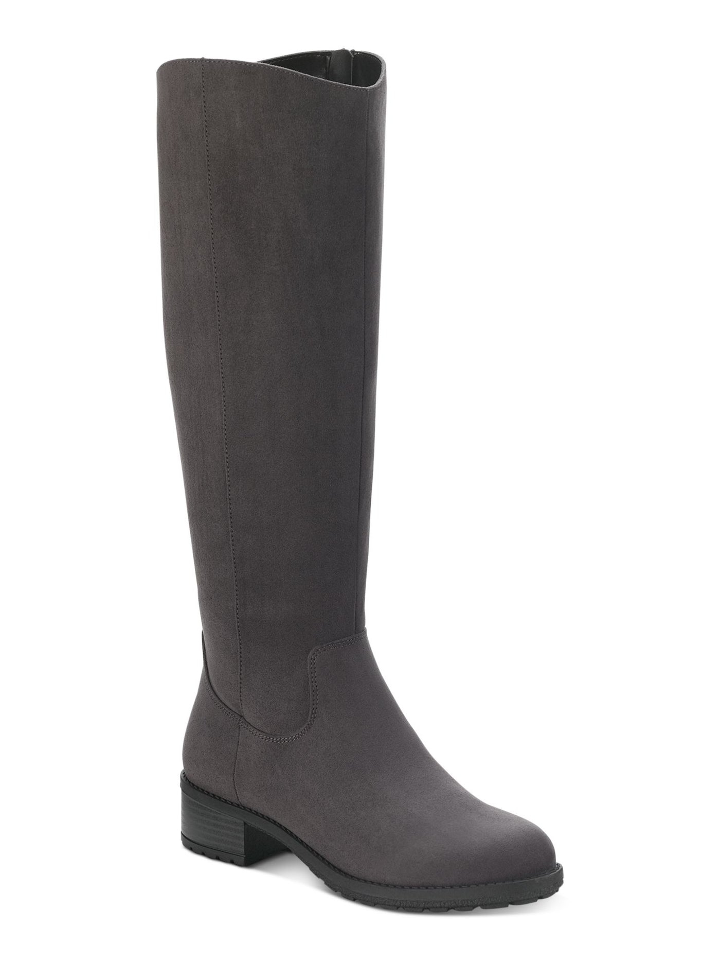 STYLE & COMPANY Womens Gray Cushioned Graciee Round Toe Block Heel Zip-Up Riding Boot 11 M