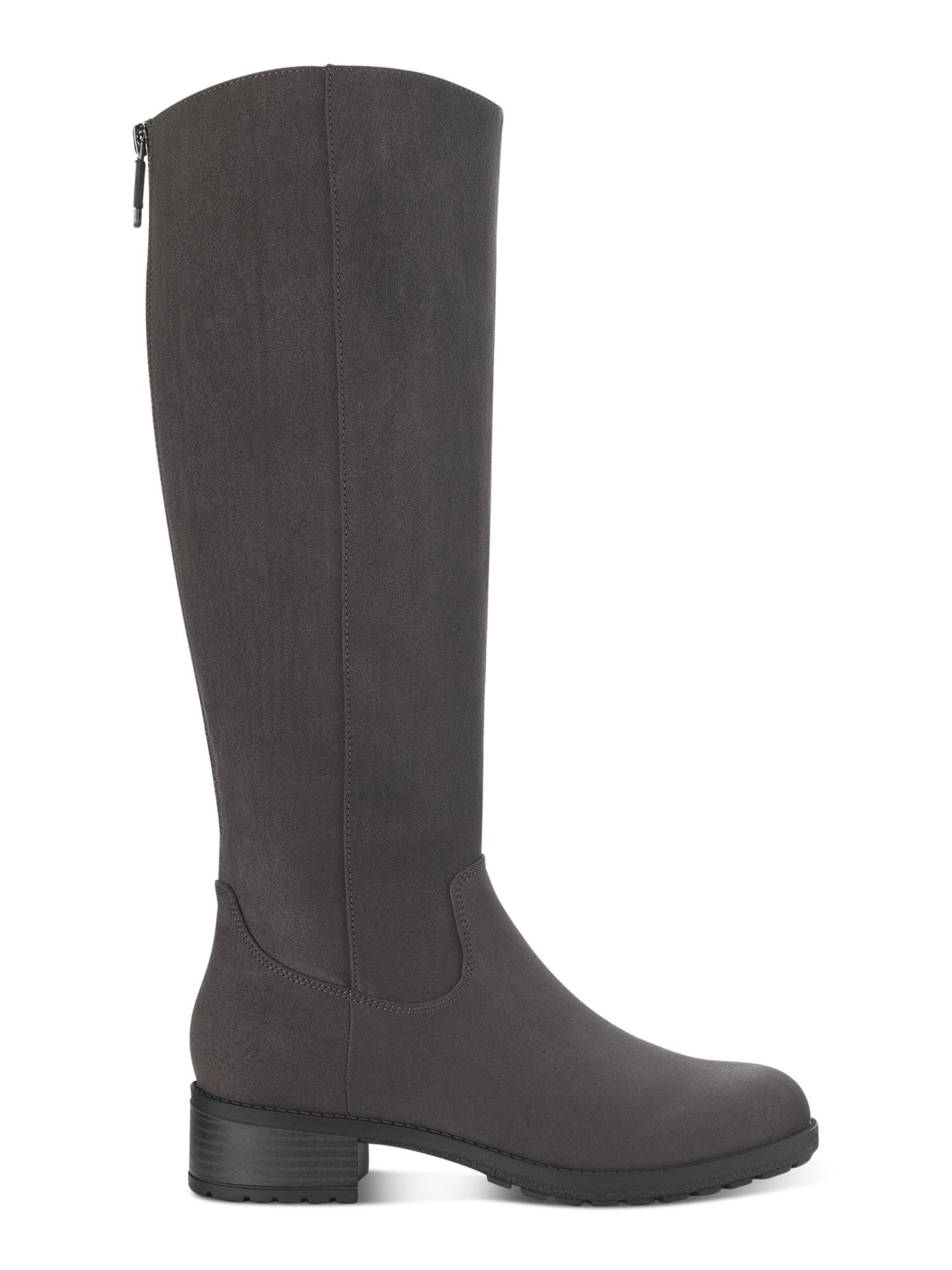 STYLE & COMPANY Womens Gray Cushioned Graciee Round Toe Block Heel Zip-Up Riding Boot 5 M