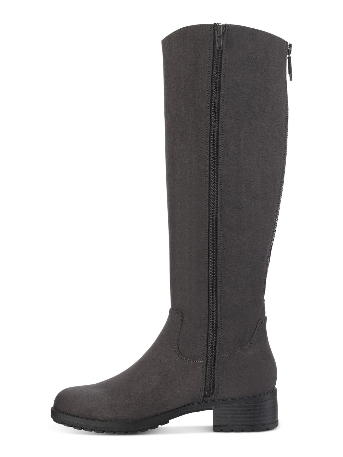 STYLE & COMPANY Womens Gray Cushioned Graciee Round Toe Block Heel Zip-Up Riding Boot 11 M