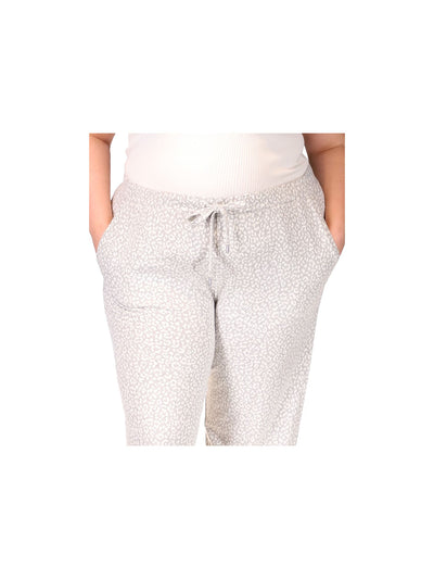 MICHAEL KORS Womens Gray Stretch Pocketed Drawstring Waist Printed Pants Plus 2X