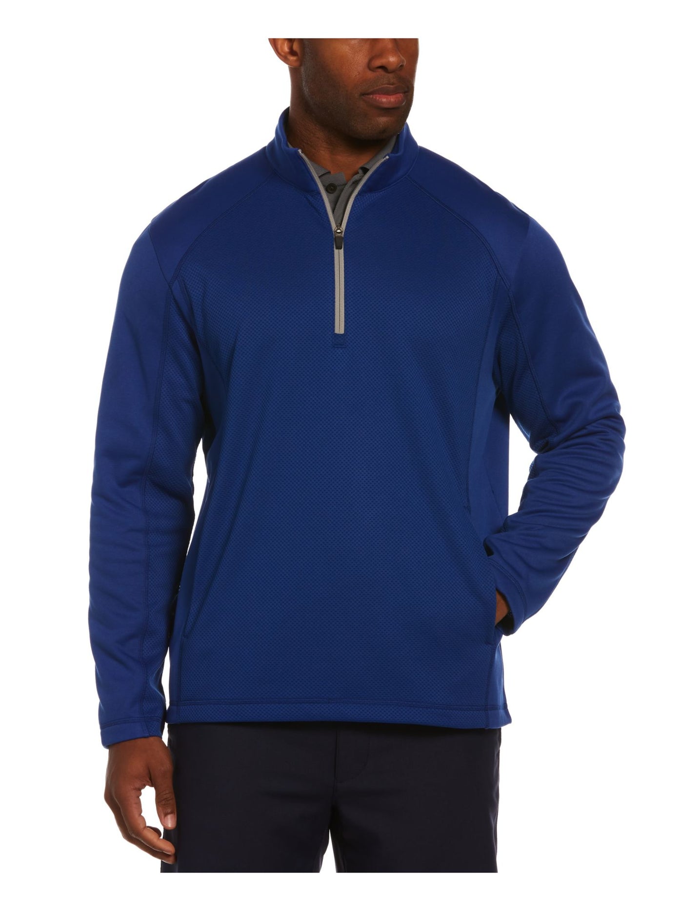 HYBRID APPAREL Mens Blue Mock Neck Quarter-Zip Pullover Sweater S