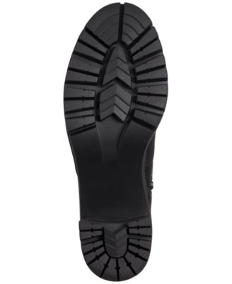 BAR III Womens Black Lug Sole Padded Fernn Almond Toe Block Heel Zip-Up Boots Shoes M