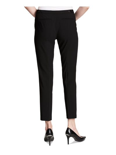 CALVIN KLEIN Womens Black Stretch Zippered Pocketed Low Rise Tapered Ankle Wear To Work Straight leg Pants Petites 6P