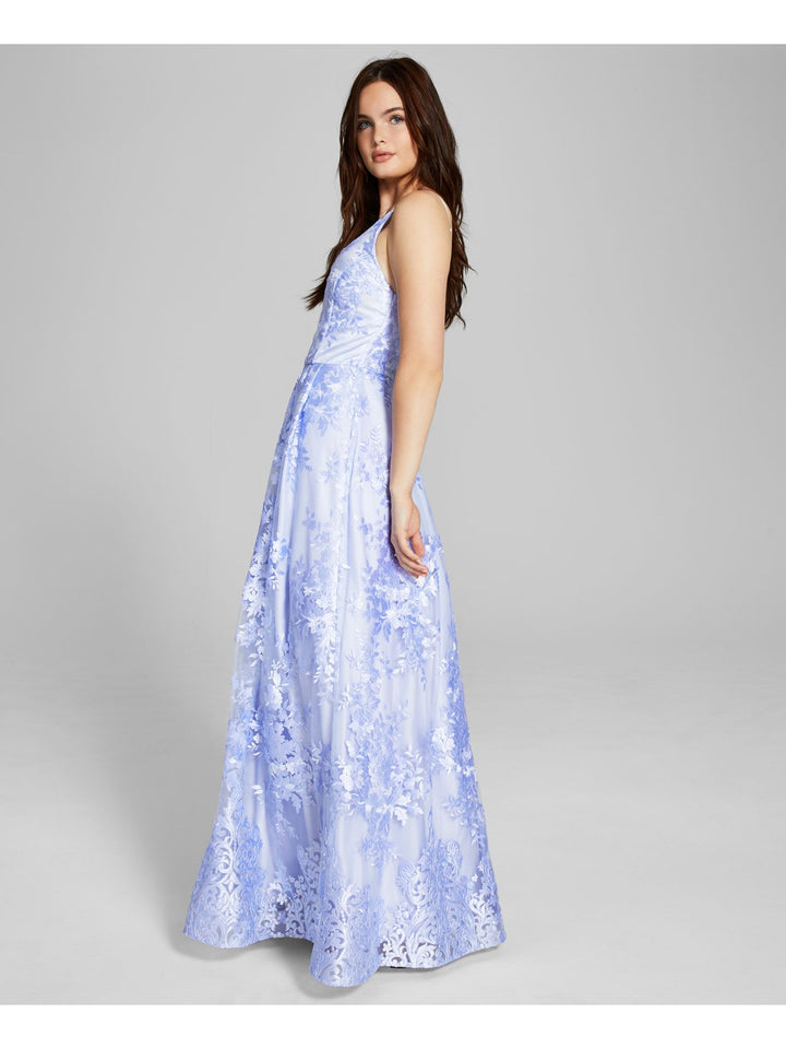 Bcx Juniors' Floral Embroidered Gown Lavender Size 1
