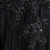 BLONDIE NITES Womens Black Mesh Zippered Tie Illusion V Neck Layered Beaded Sleeveless Halter Full-Length Formal Gown Dress