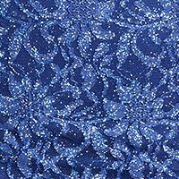 TEEZE ME Womens Blue Lace Glitter Zippered Slitted Adjustable Floral Sleeveless V Neck Tea-Length Formal Sheath Dress