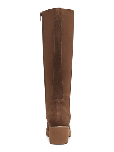 GIANI BERNINI Womens Brown Lug Sole Stretch Valensia Round Toe Block Heel Zip-Up Leather Riding Boot 8 M