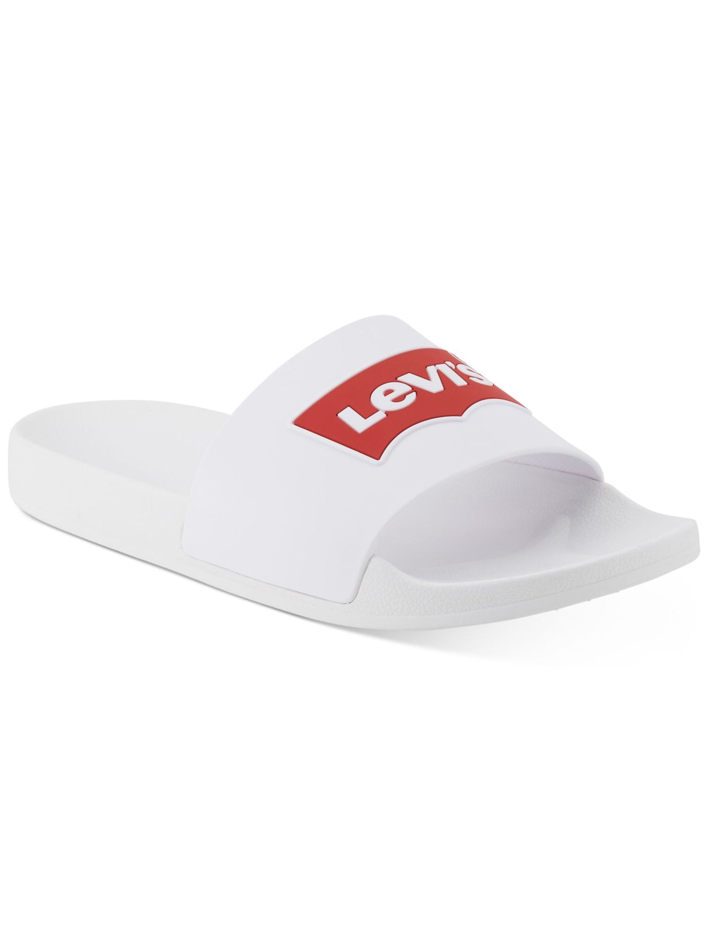 LEVI'S Mens White Batwing-logo Open Toe Slip On Slide Sandals Shoes 9-10