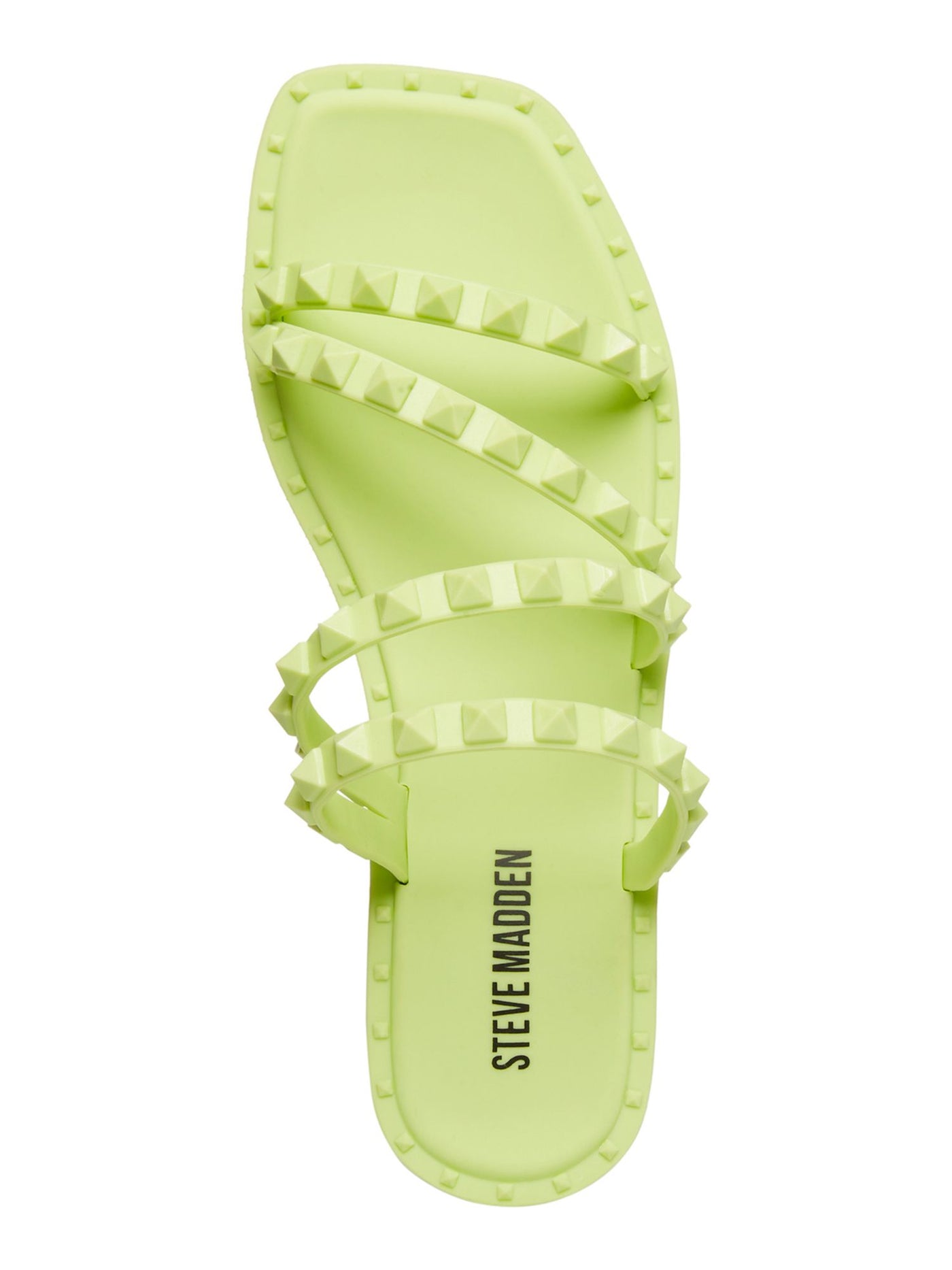 STEVE MADDEN Womens Green Studded Strappy Skyler J Square Toe Block Heel Slip On Slide Sandals Shoes 6 M