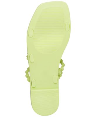 STEVE MADDEN Womens Green Studded Strappy Skyler J Square Toe Block Heel Slip On Slide Sandals Shoes M