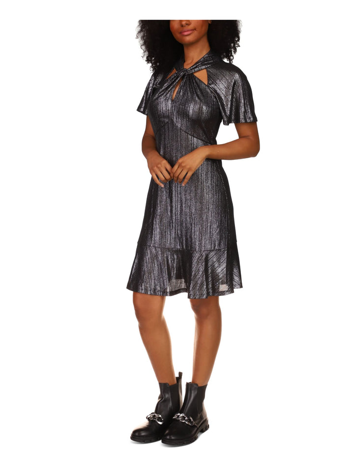MICHAEL MICHAEL KORS Womens Black Metallic Twist Front Zippered Cut Ou –  Bobbi + Bricka