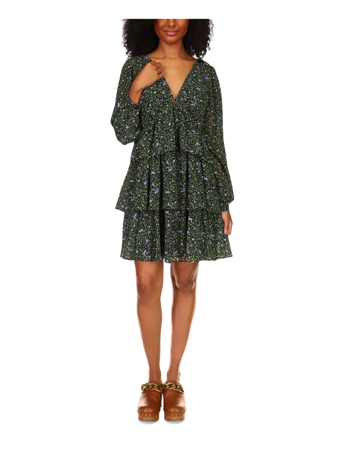 Michael Michael Kors Floral-print Tiered Dress - Chambray