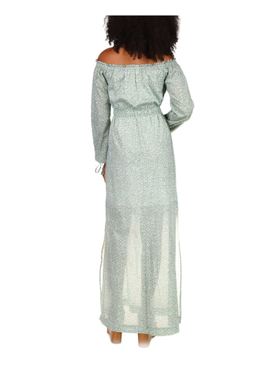 MICHAEL MICHAEL KORS Womens White Ruffled Floral Long Sleeve Off Shoulder Maxi Cocktail Shift Dress XXS