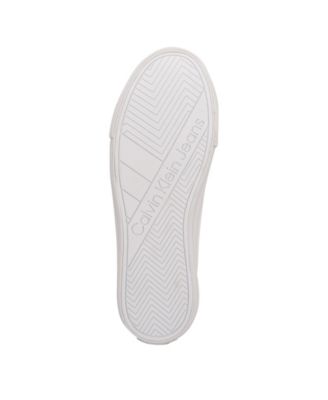 CALVIN KLEIN JEANS Womens White Mixed Media Heel Pull-Tab Metallic Logo Padded Erya Round Toe Platform Lace-Up Sneakers Shoes M