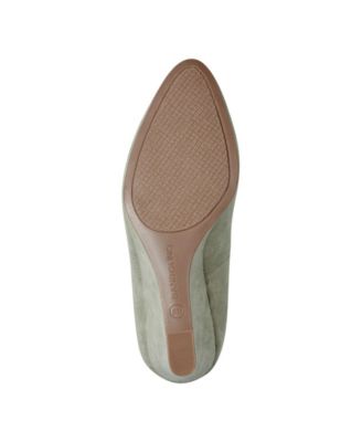 BANDOLINO Womens Green Cushioned Crush Almond Toe Wedge Slip On Dress Pumps Shoes M