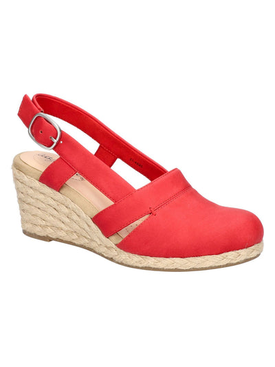 EASY STREET Womens Red Padded Stargaze Round Toe Wedge Slip On Espadrille Shoes 9 M