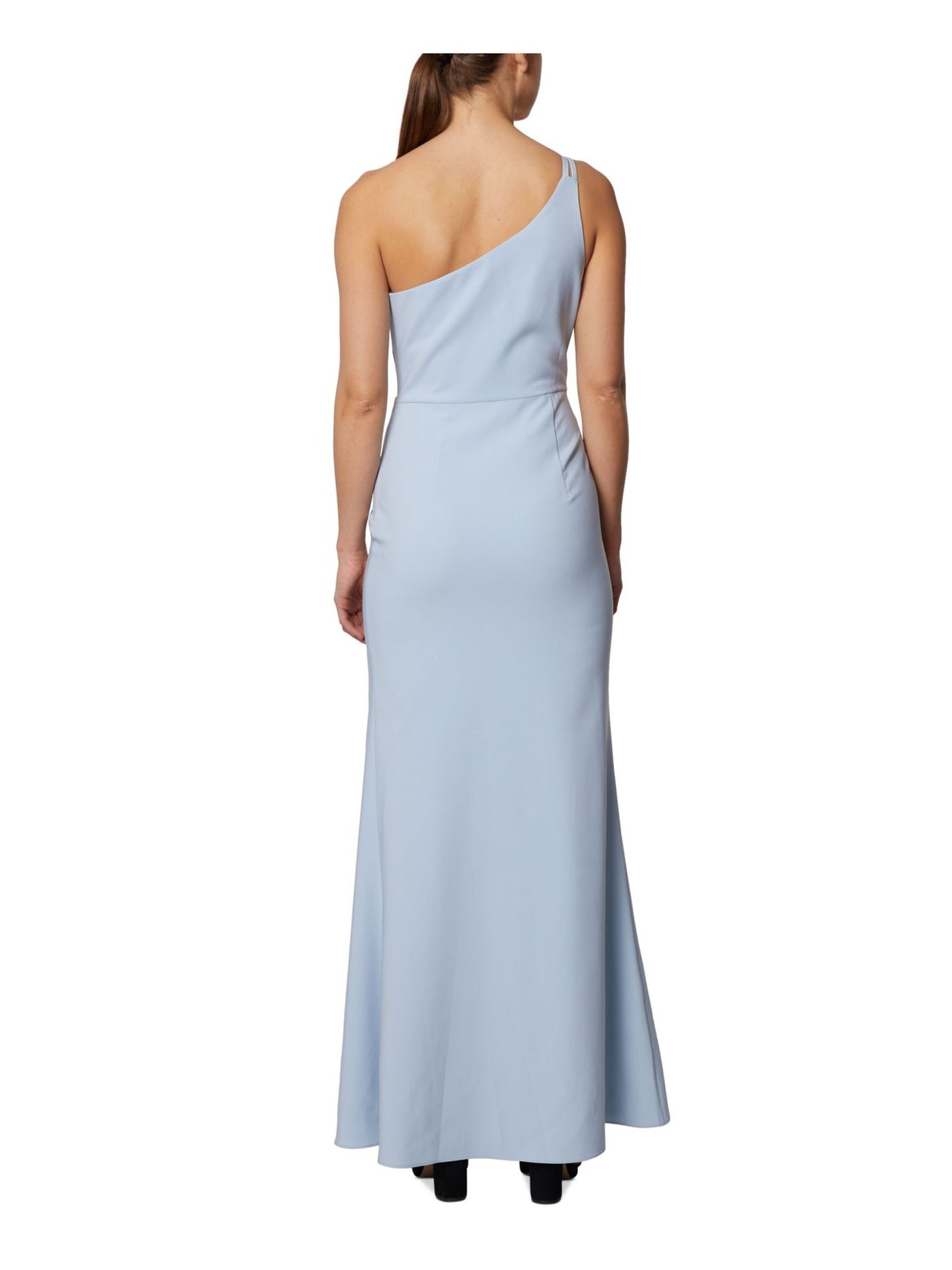LAUNDRY Womens Light Blue Zippered Slitted Lined Sleeveless Asymmetrical Neckline Full-Length Formal Gown Dress 14