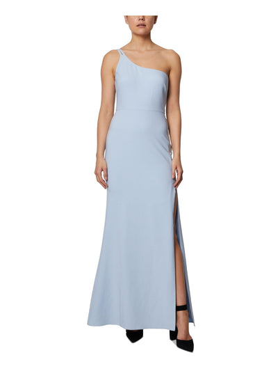 LAUNDRY Womens Light Blue Zippered Slitted Lined Sleeveless Asymmetrical Neckline Full-Length Formal Gown Dress 14