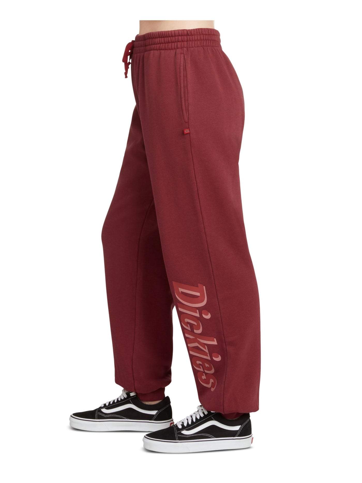 DICKIES Womens Maroon Fleece Pocketed Drawstring At Waistband Logo Graphic Joggers Pants Juniors XS