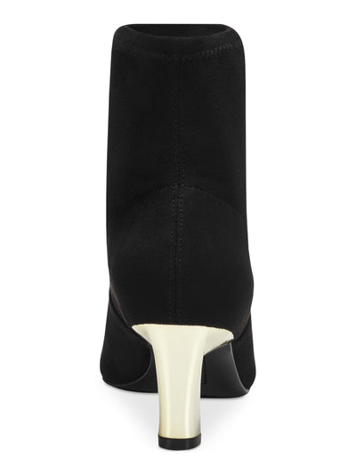 ALFANI Womens Black Metallic Heel Stretch Padded Bambey Pointed Toe Sculpted Heel Dress Booties 6.5 M