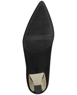 ALFANI Womens Black Metallic Heel Stretch Padded Bambey Pointed Toe Sculpted Heel Dress Booties M