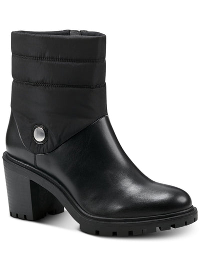 ALFANI Womens Black Puffer Lug Sole Padded Belcalise Almond Toe Block Heel Zip-Up Boots Shoes 8.5 M