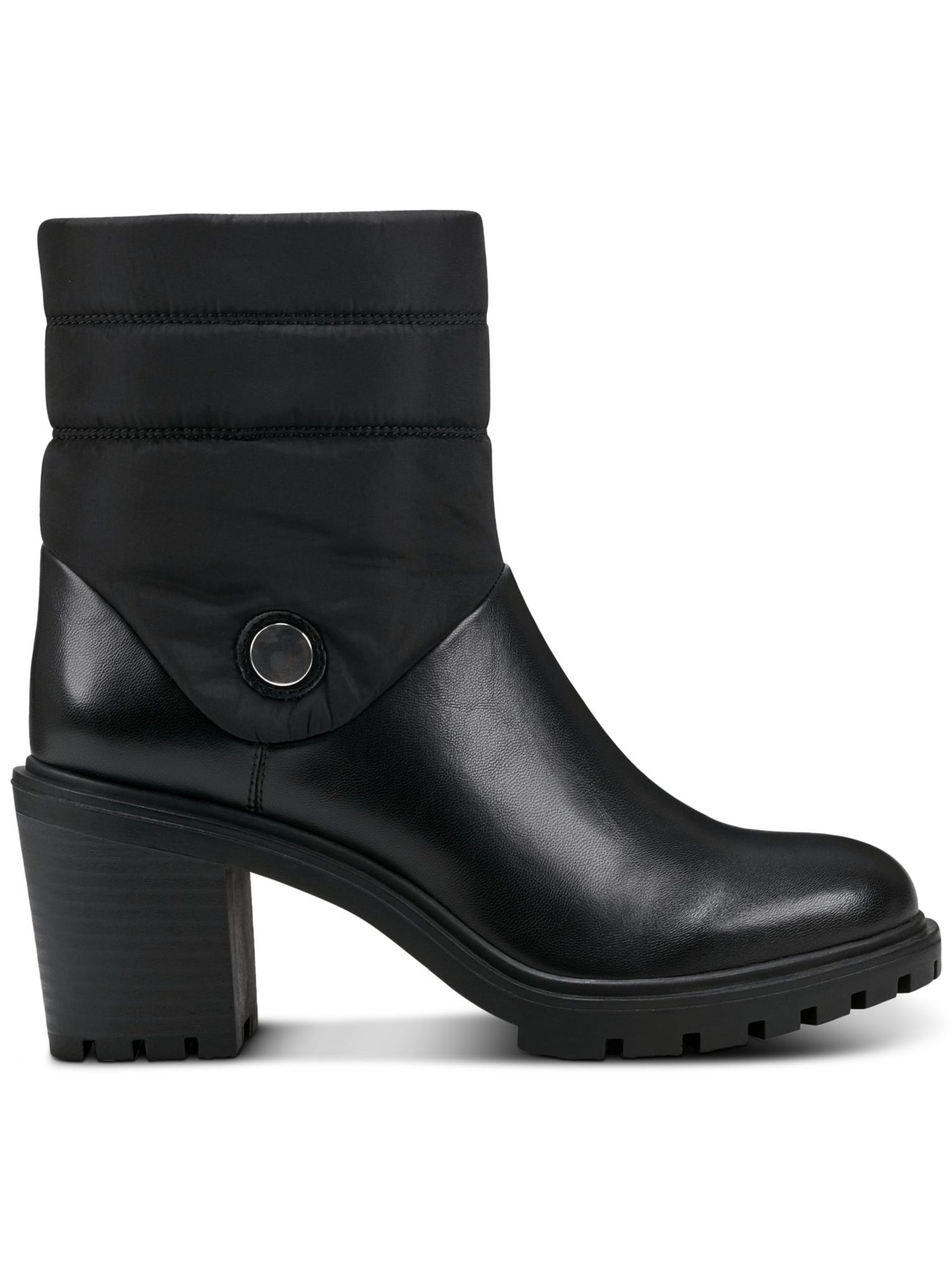 ALFANI Womens Black Puffer Lug Sole Padded Belcalise Almond Toe Block Heel Zip-Up Boots Shoes 8.5 M