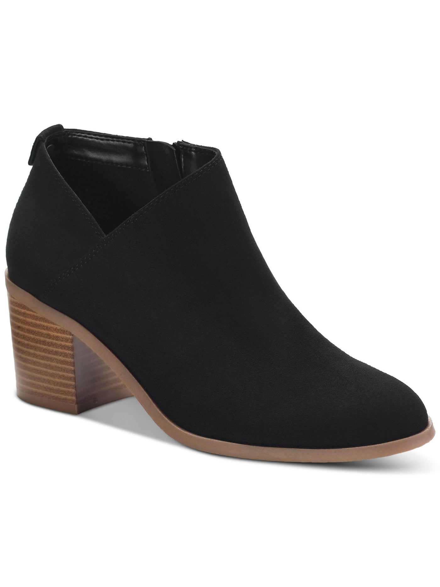 STYLE & COMPANY Womens Black Asymmetrical V-Notch Cutout Padded Felaa Round Toe Block Heel Zip-Up Booties 9.5 M