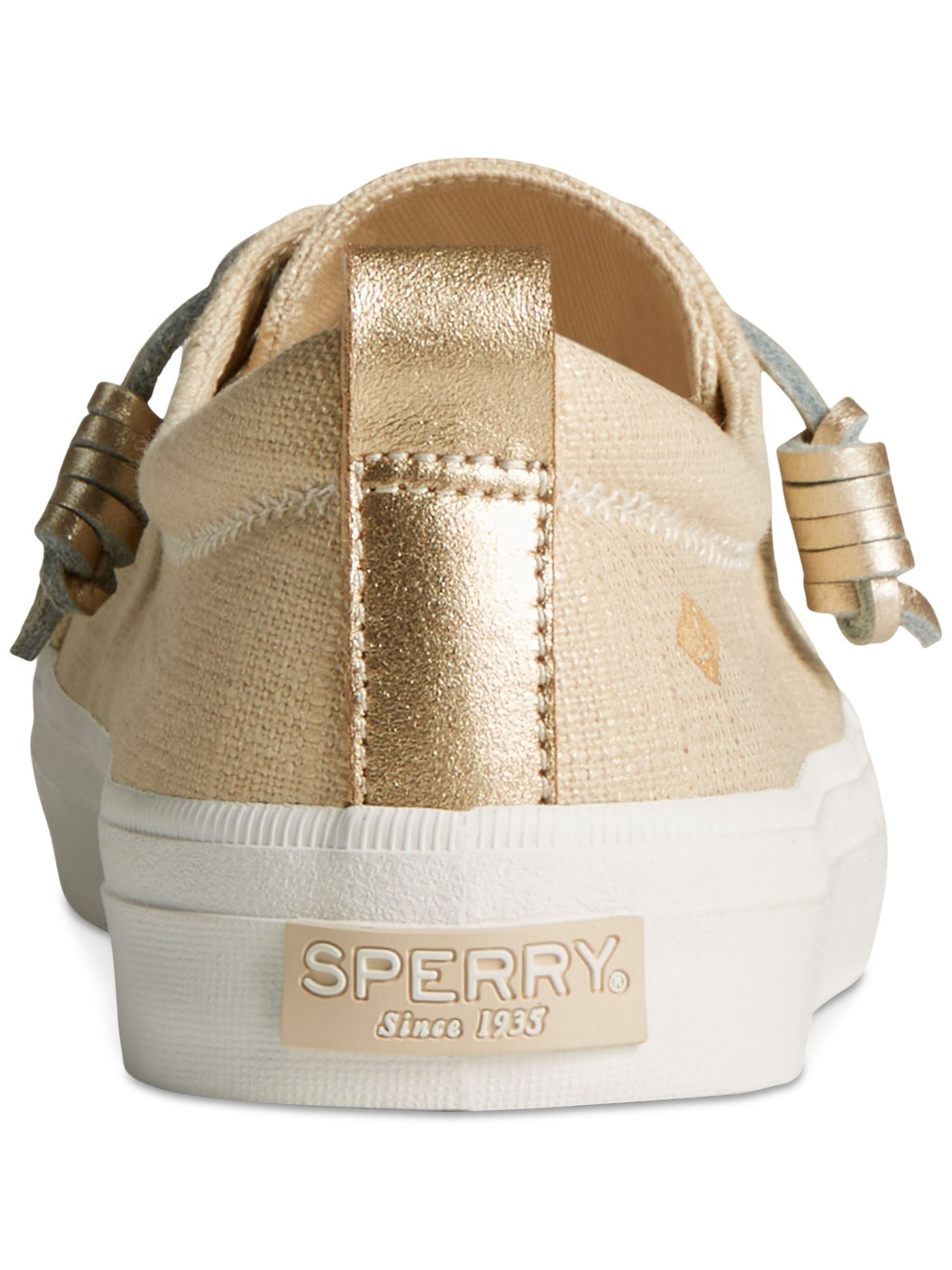 SPERRY Womens Beige Metallic Laces Padded Crest Vibe Crosshatch Round Toe Lace-Up Sneakers Shoes 8.5 M