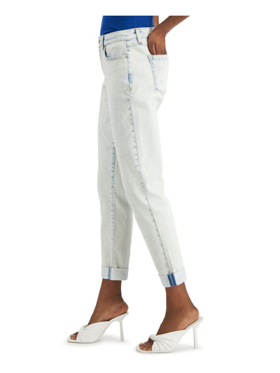 INC DENIM Womens Light Blue Pocketed Zippered Button Closure Acid Wash Straight leg Jeans 4\27