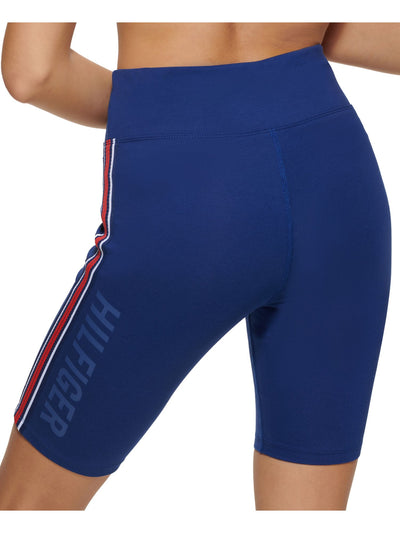 TOMMY HILFIGER SPORT Womens Blue Striped High Waist Shorts XS