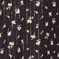 MICHAEL KORS Womens Black Smocked Sheer Pullover Unlined Tie Curved Hem Floral 3/4 Sleeve Off Shoulder Top