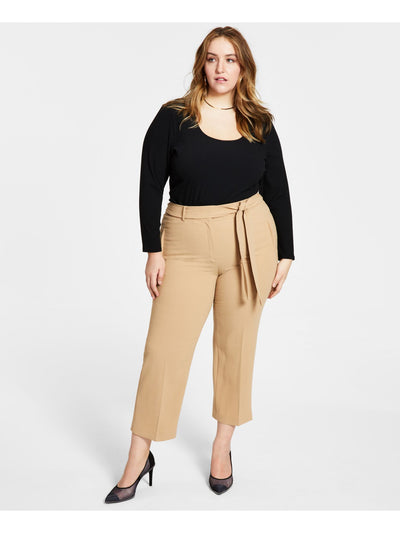 BAR III Womens Belted Wear To Work High Waist Pants