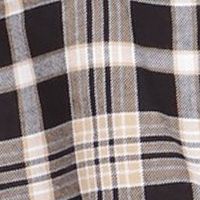 MICHAEL MICHAEL KORS Womens Black Tie Faux Buttons Plaid 3/4 Sleeve V Neck Top