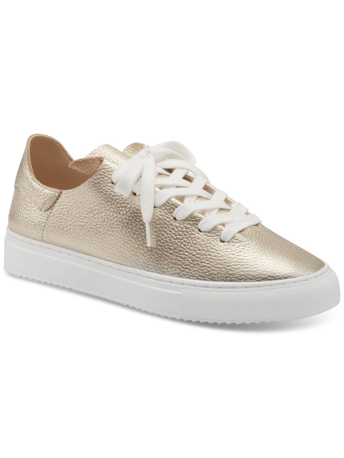 CHARTER CLUB Womens Gold Padded Padmaa Round Toe Lace-Up Leather Sneakers Shoes 6.5 M