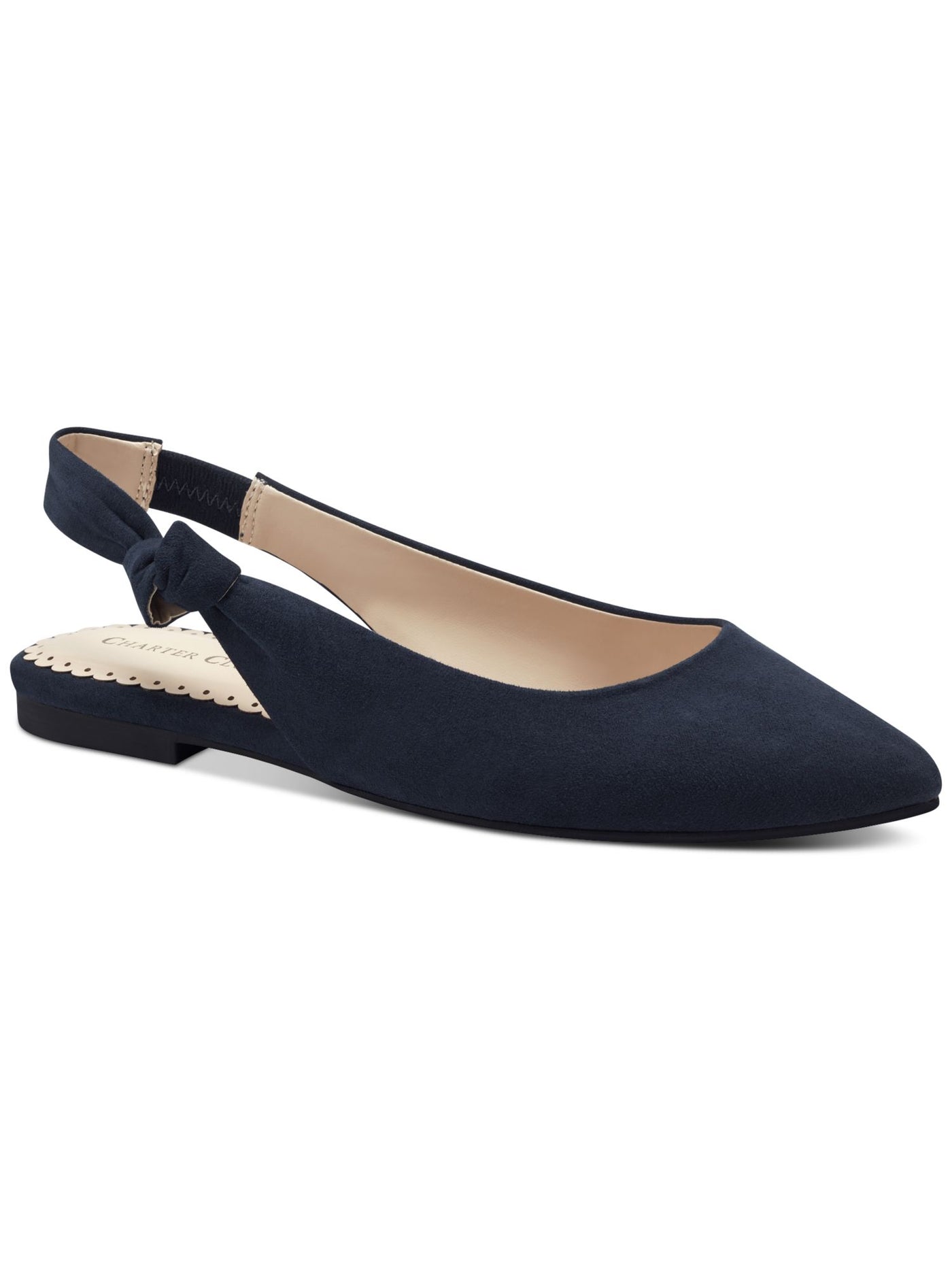 CHARTER CLUB Womens Navy Knotted Accent Goring Padded Karaa Almond Toe Slip On Slingback 8.5 M