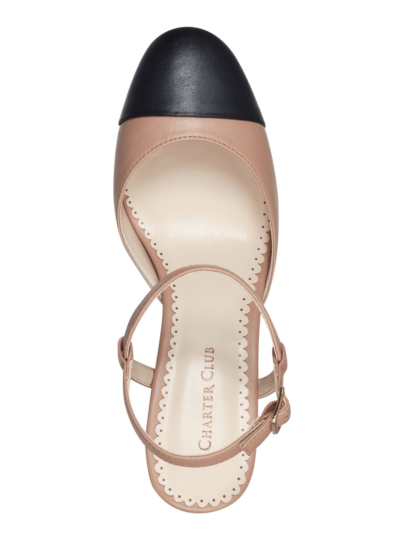 CHARTER CLUB Womens Beige Padded Adjustable Ankle Strap Dotti Cap Toe Block Heel Buckle Pumps Shoes 5 M
