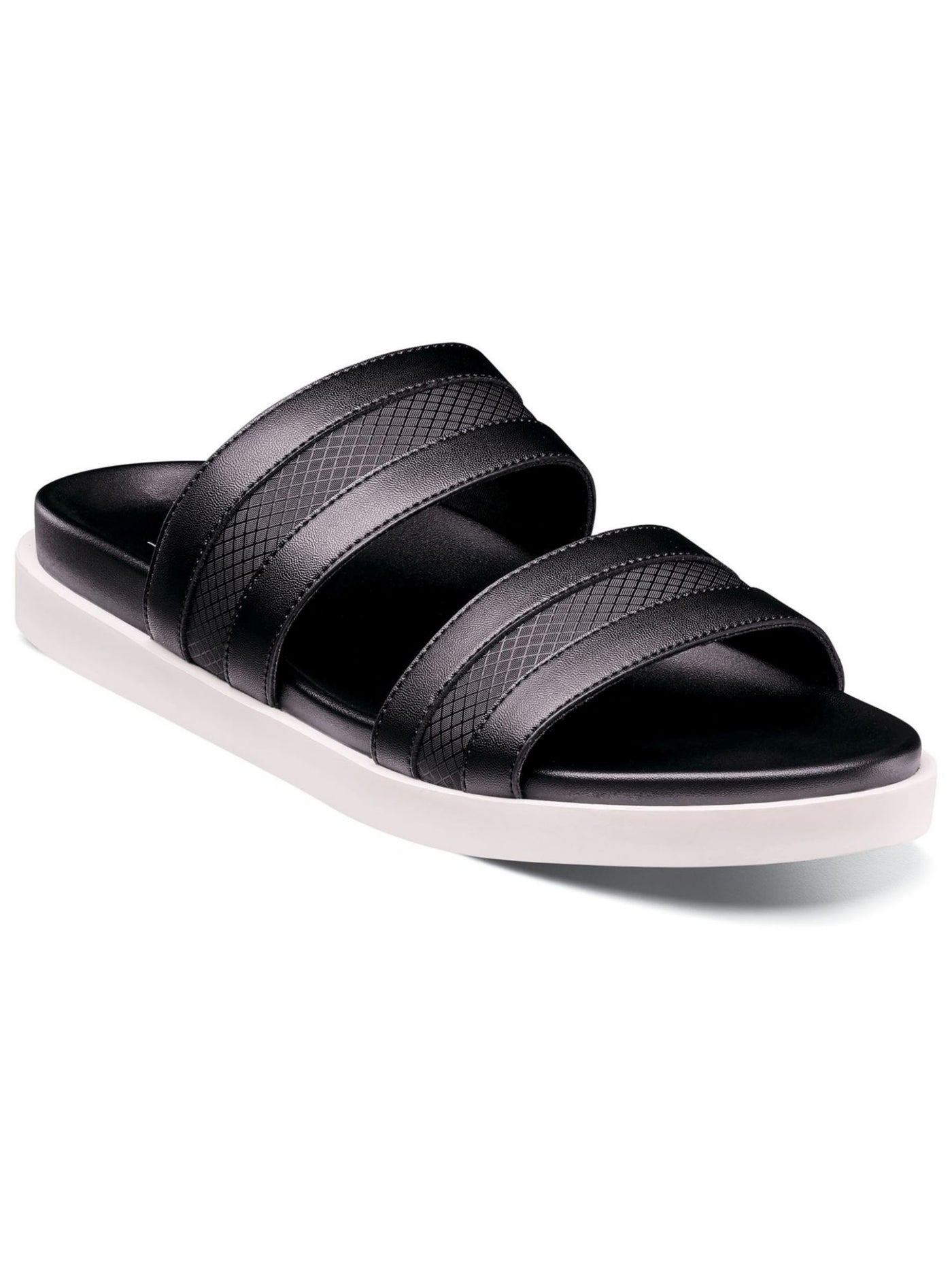 STACY ADAMS Womens Black Striped Slip Resistant Comfort Cushioned Metro Round Toe Platform Slip On Slide Sandals Shoes 8 M