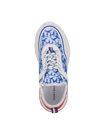 TOMMY HILFIGER Womens Blue Color Block Stretch Knit Back Pull-Tab Padded Ferizi Round Toe Lace-Up Sneakers Shoes 6 M
