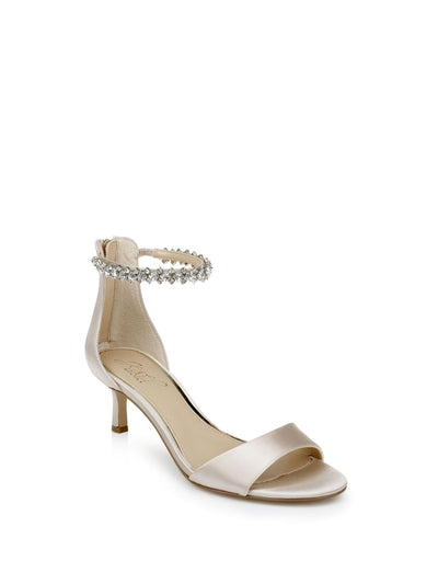 JEWEL BADGLEY MISCHKA Womens Gold Embellished Lorraine Round Toe Stiletto Zip-Up Dress Heeled Sandal 9 M