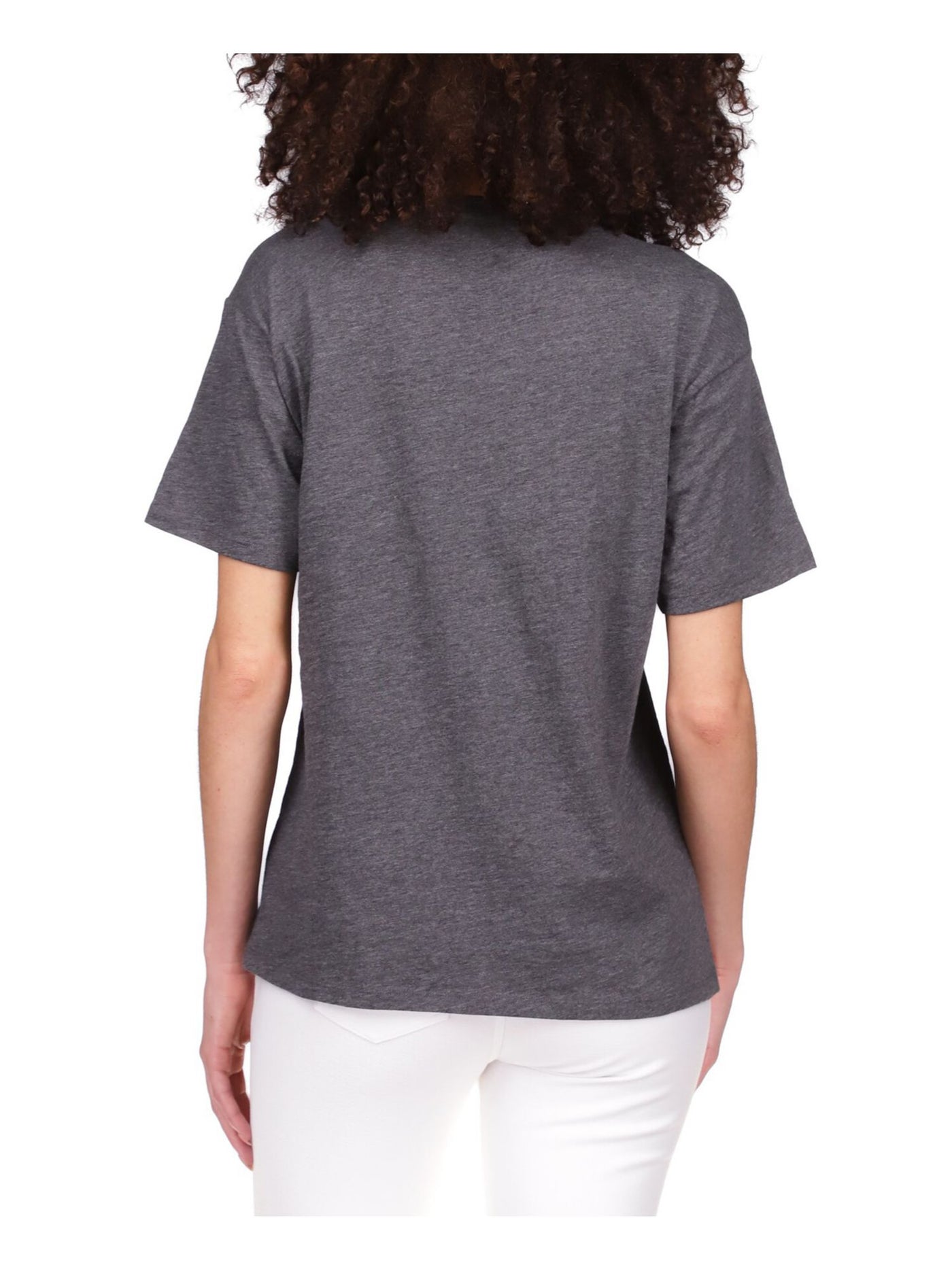 MICHAEL MICHAEL KORS Womens Gray Heather Short Sleeve Scoop Neck T-Shirt L