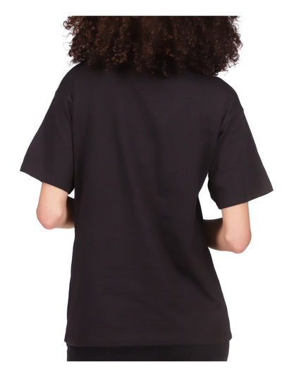 MICHAEL KORS Womens Black Sheer Pullover Chain Detail Heather Short Sleeve Crew Neck T-Shirt XL