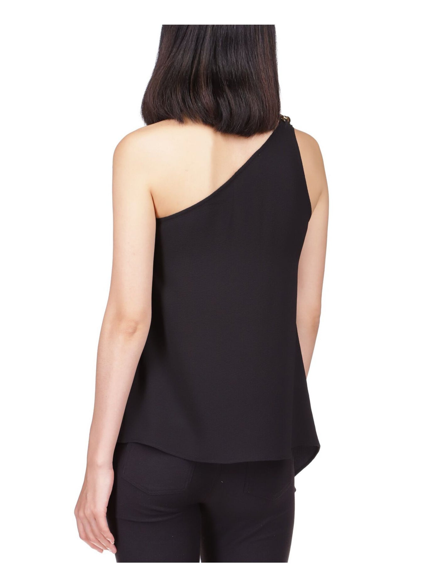 MICHAEL MICHAEL KORS Womens Black Sleeveless Asymmetrical Neckline Top P\S