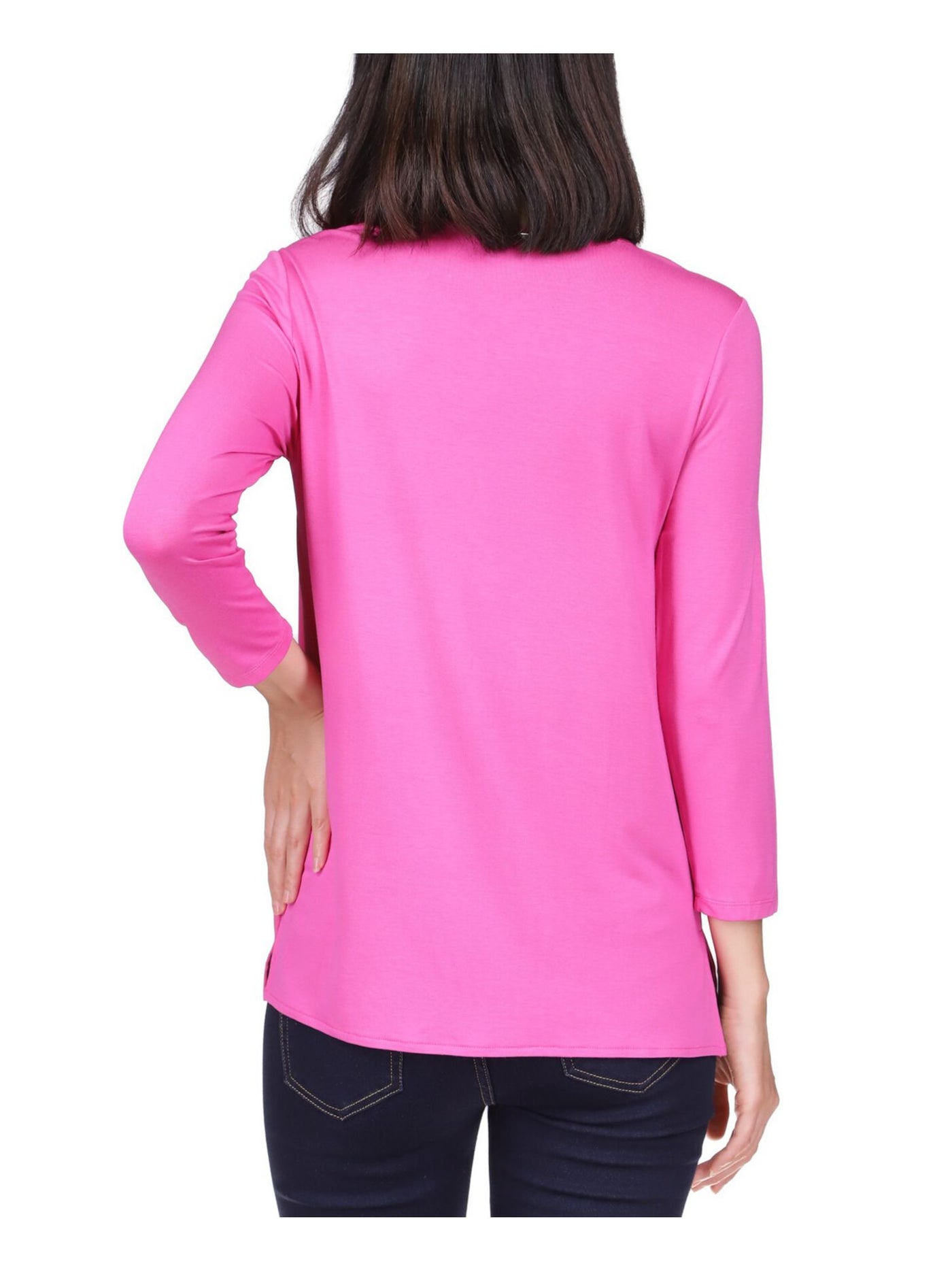 MICHAEL MICHAEL KORS Womens Pink 3/4 Sleeve V Neck Tunic Top XS