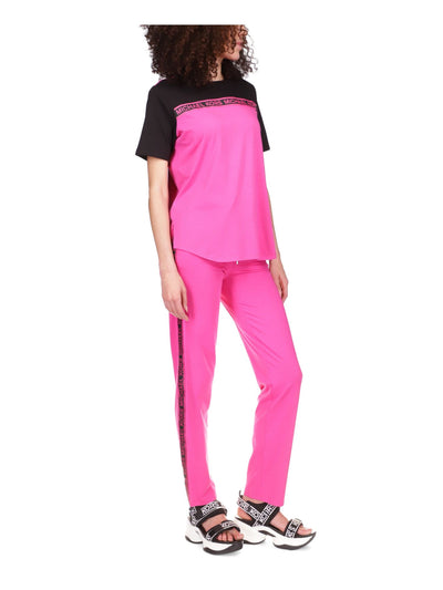 MICHAEL MICHAEL KORS Womens Pink Logo Graphic Short Sleeve Crew Neck T-Shirt Petites S\P