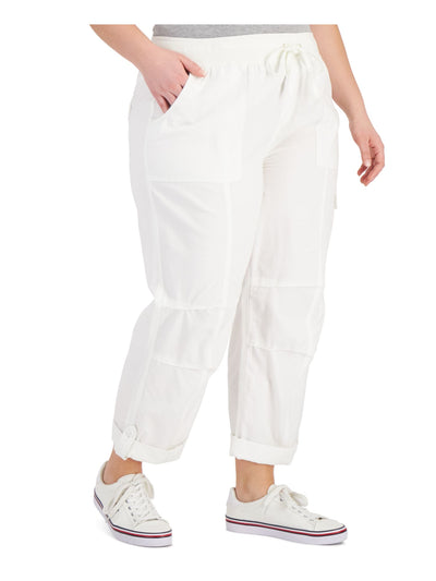 TOMMY HILFIGER Womens White Pocketed Adjustable Cuffed Pants Plus 3X